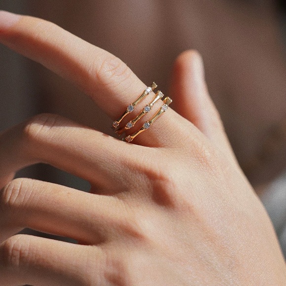 Bamboo joint gold ring, bamboo joint ring gold,, multi layers ring - Picture 2 of 5